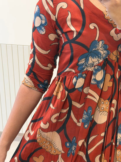 Kalamkari Brown Alia cut maxi