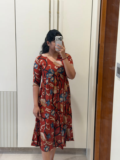 Kalamkari Brown Alia cut maxi