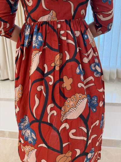 Kalamkari Brown Alia cut maxi