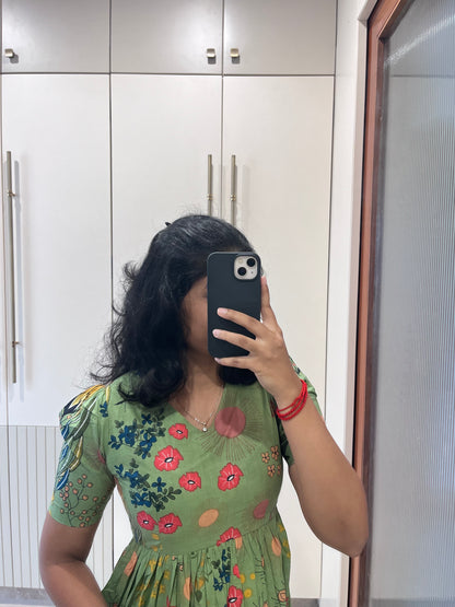 Green Abstract Cotton Maxi