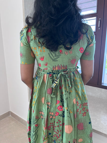 Green Abstract Cotton Maxi