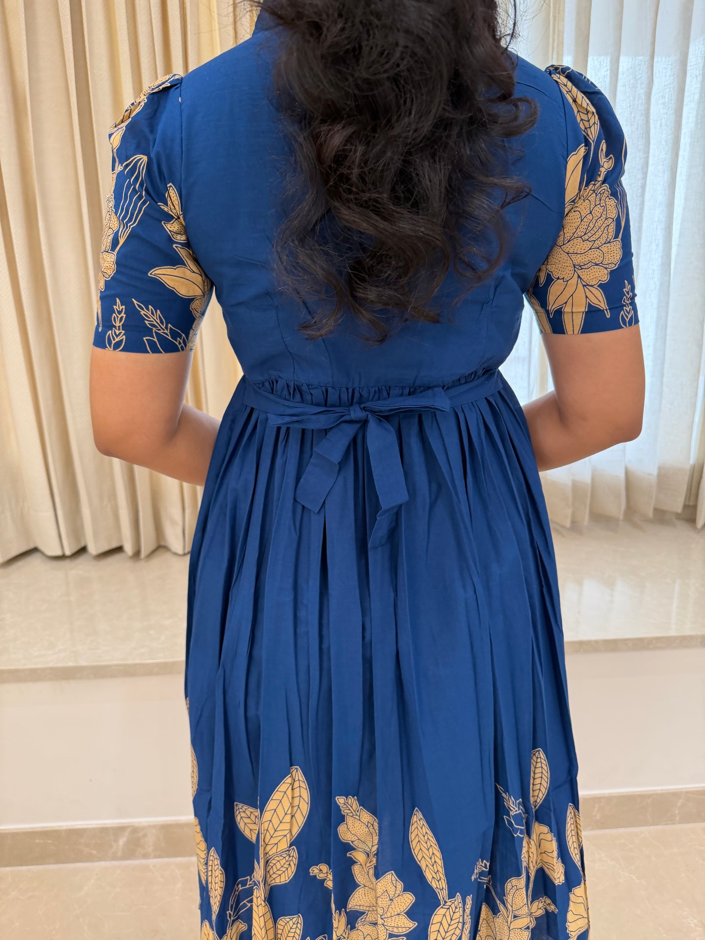 Royal Blue Blossom Cotton Maxi