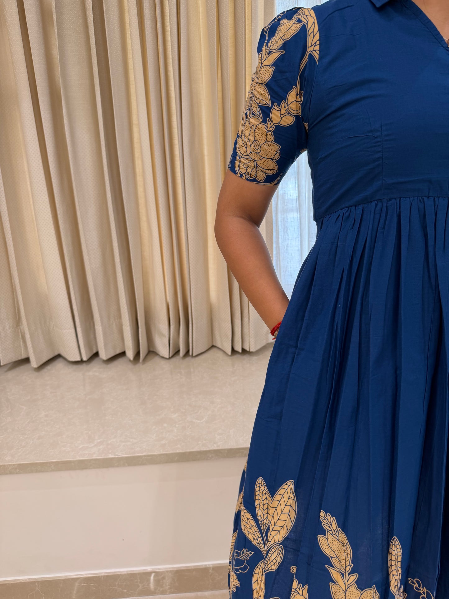 Royal Blue Blossom Cotton Maxi