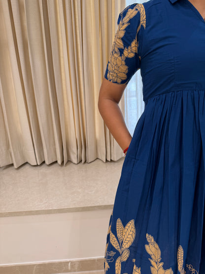 Royal Blue Blossom Cotton Maxi