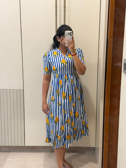 Blue Lemon Cotton Maxi
