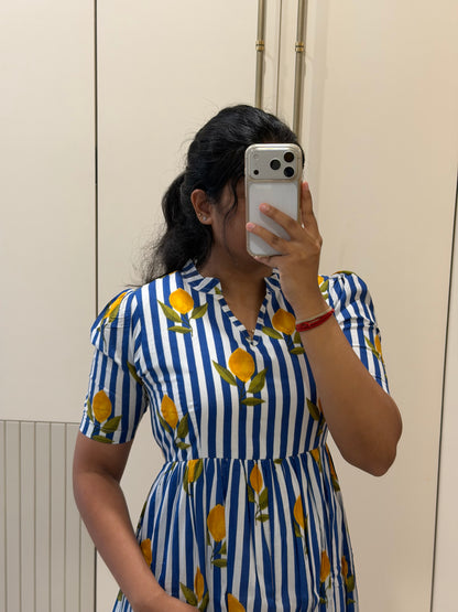 Blue Lemon Cotton Maxi