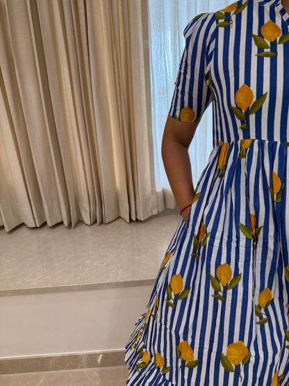Blue Lemon Cotton Maxi