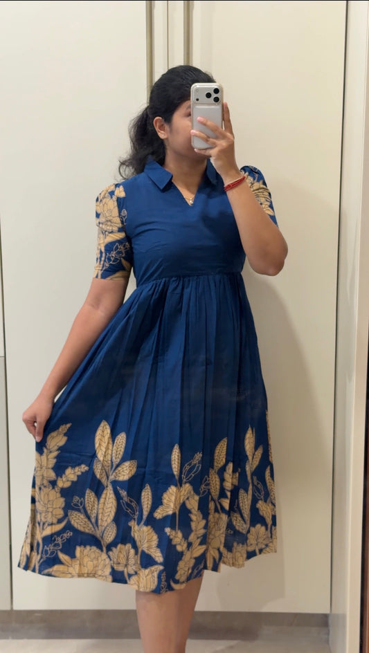 Royal Blue Blossom Cotton Maxi