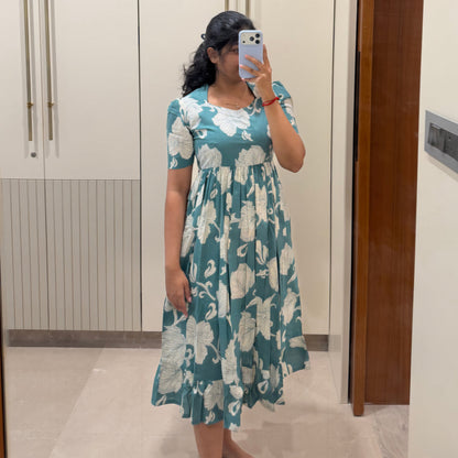 Turquoise Green Cotton Maxi