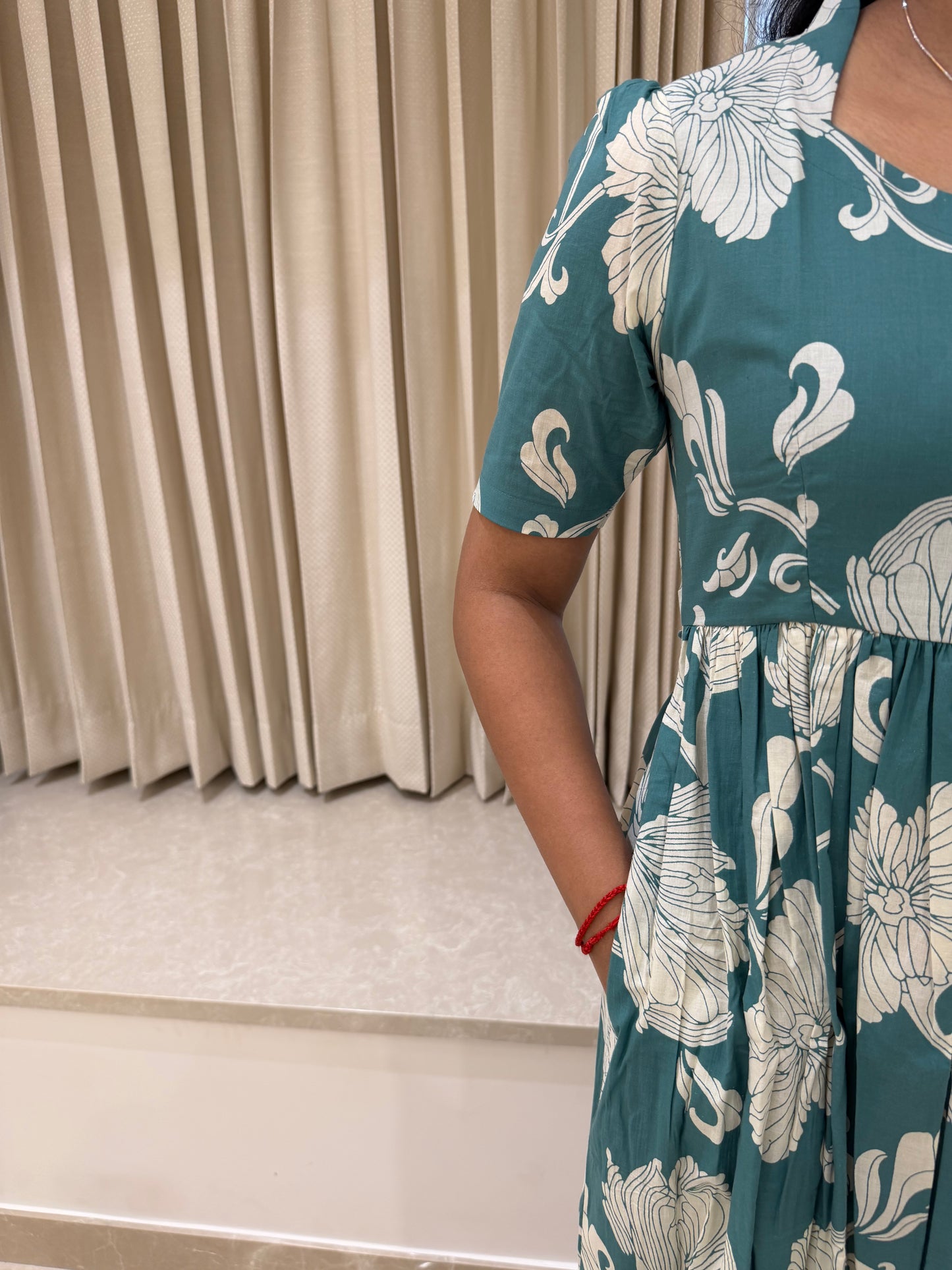 Turquoise Green Cotton Maxi