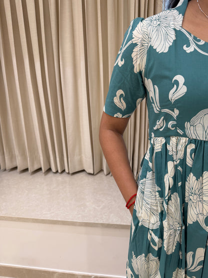Turquoise Green Cotton Maxi