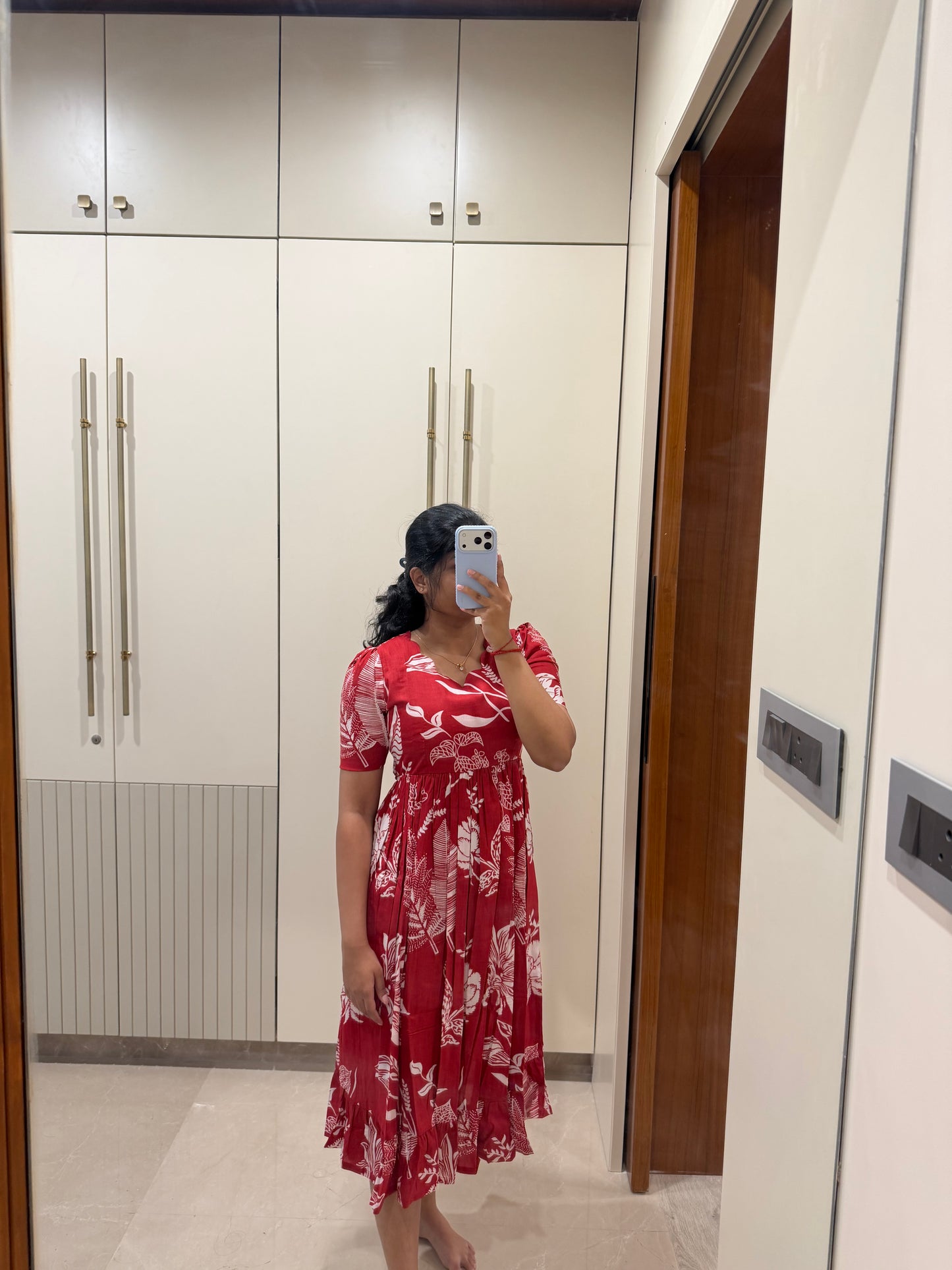 Red Garden Cotton Maxi