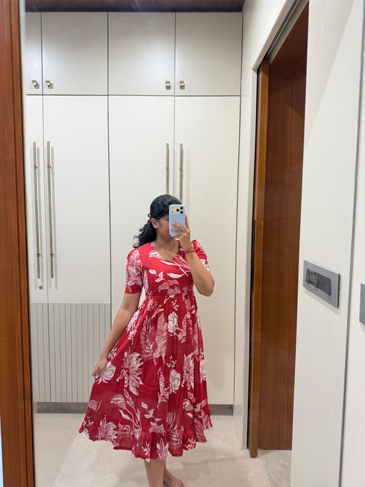 Red Garden Cotton Maxi