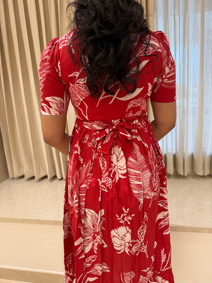 Red Garden Cotton Maxi