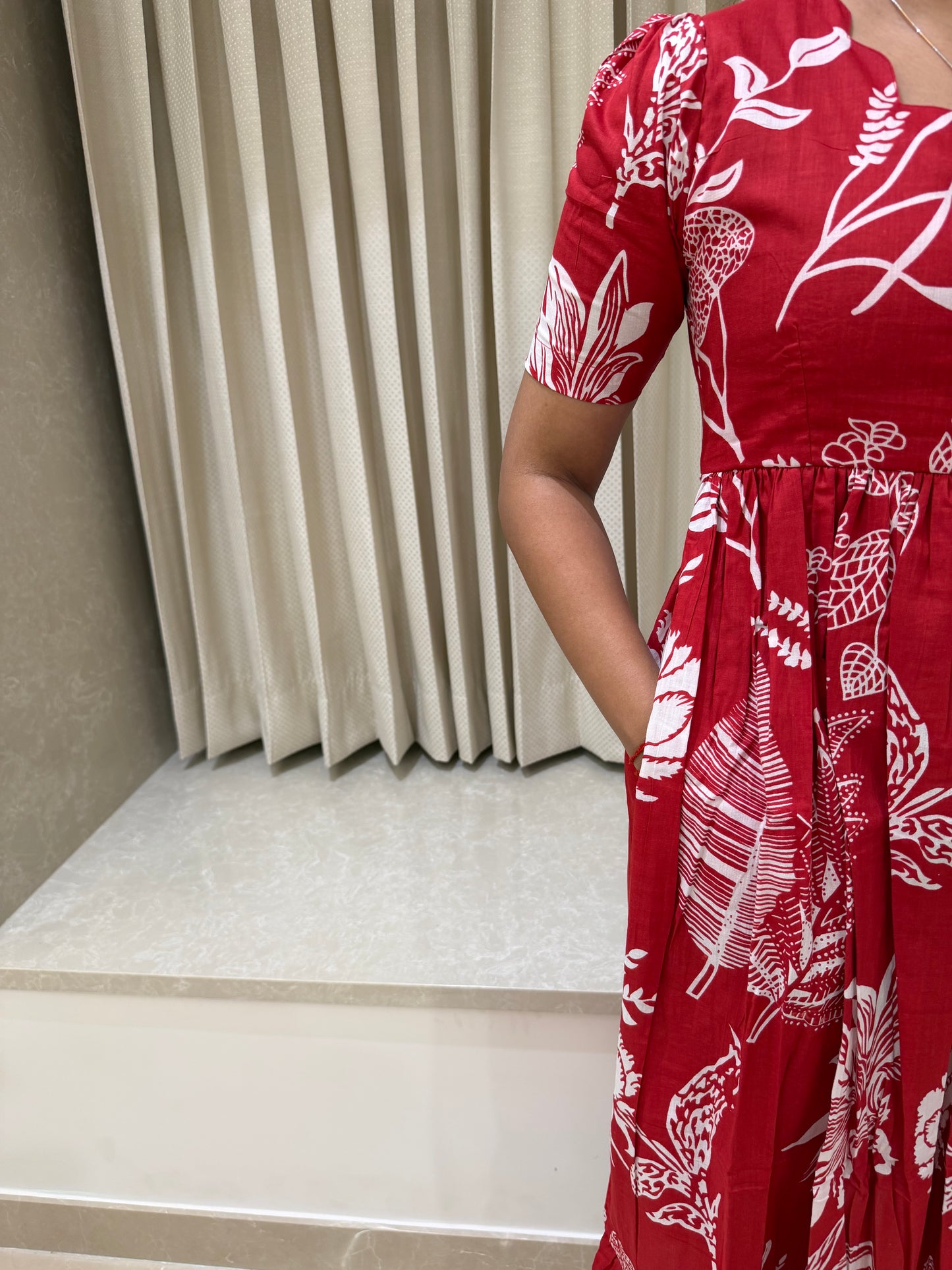 Red Garden Cotton Maxi