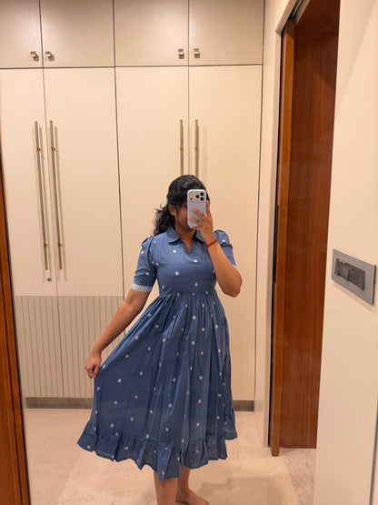 Denim Handloom Cotton Maxi