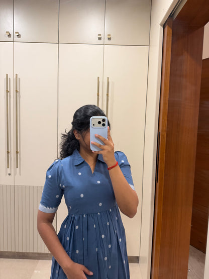 Denim Handloom Cotton Maxi