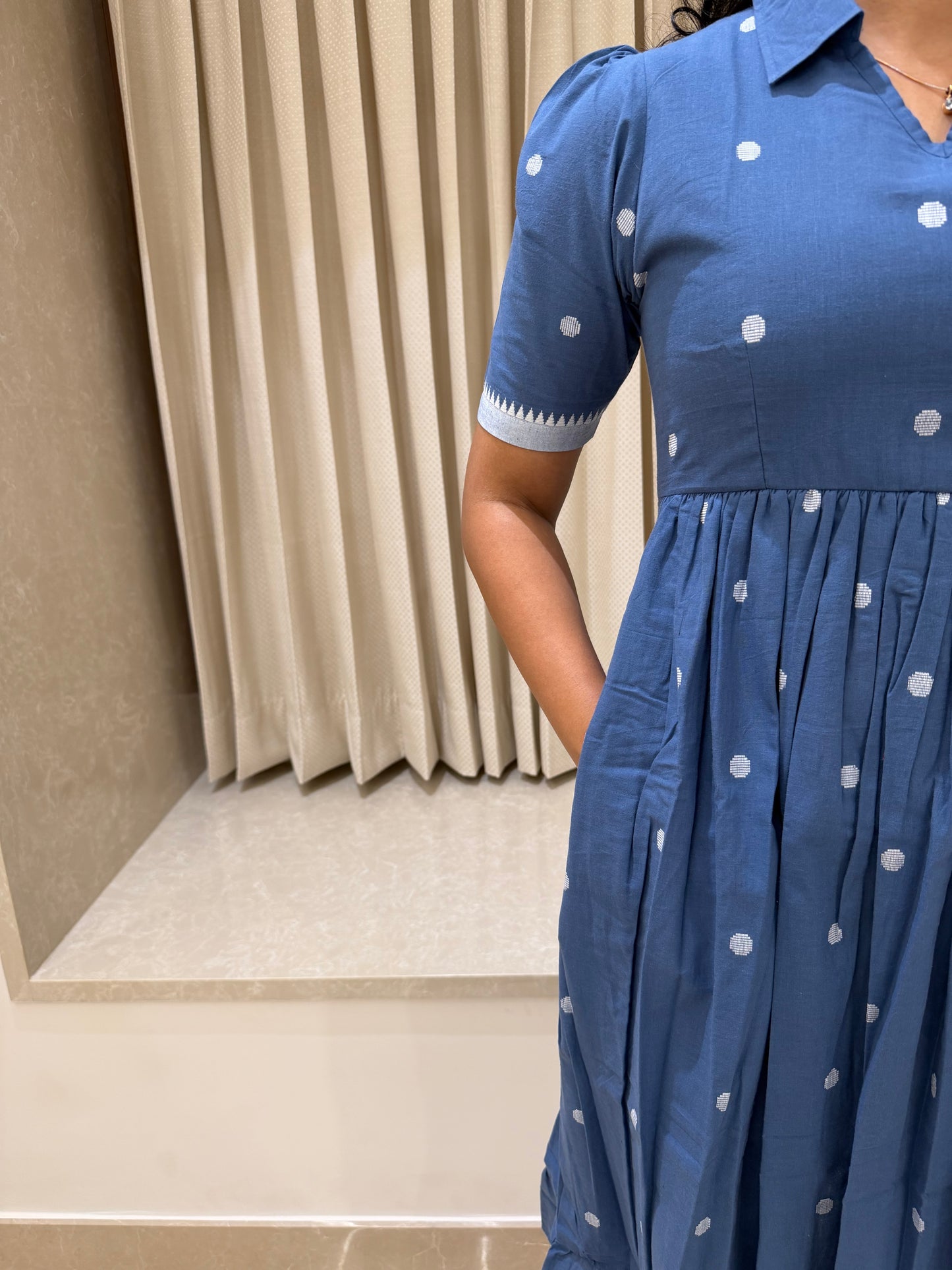 Denim Handloom Cotton Maxi