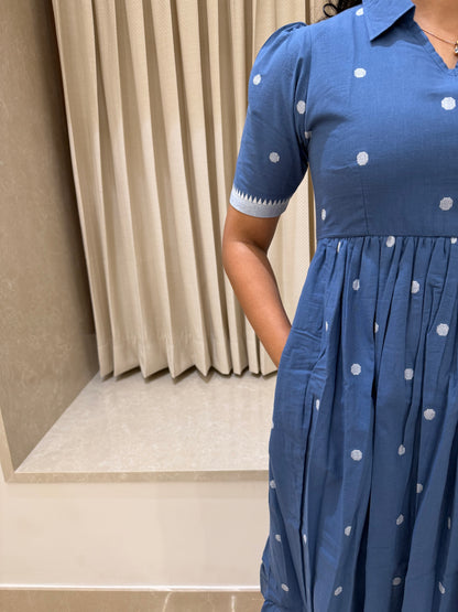 Denim Handloom Cotton Maxi