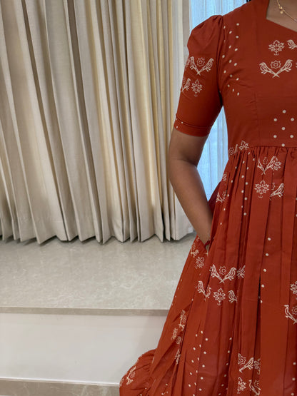 Orange Parrot Cotton Maxi