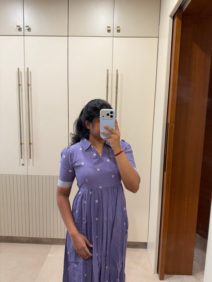 Purple Dots Handloom Cotton Maxi