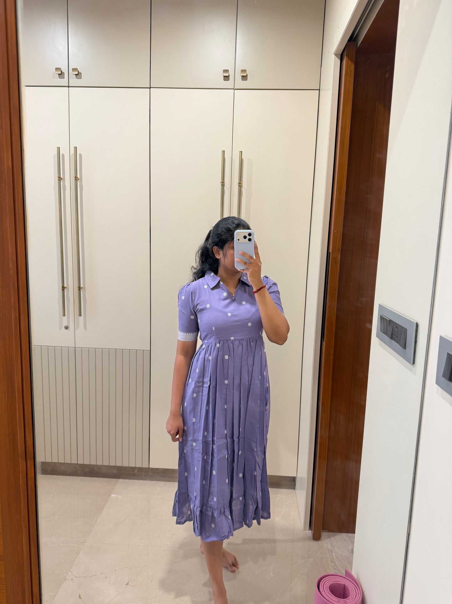 Purple Dots Handloom Cotton Maxi
