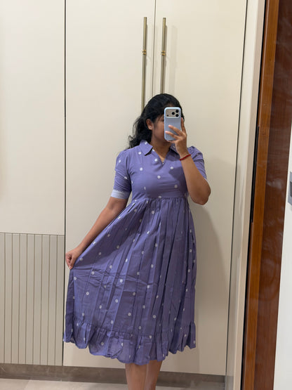 Purple Dots Handloom Cotton Maxi