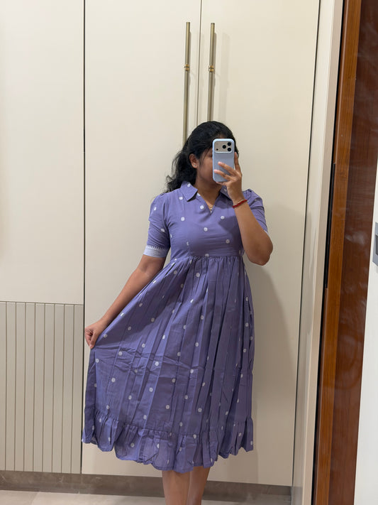 Purple Dots Handloom Cotton Maxi