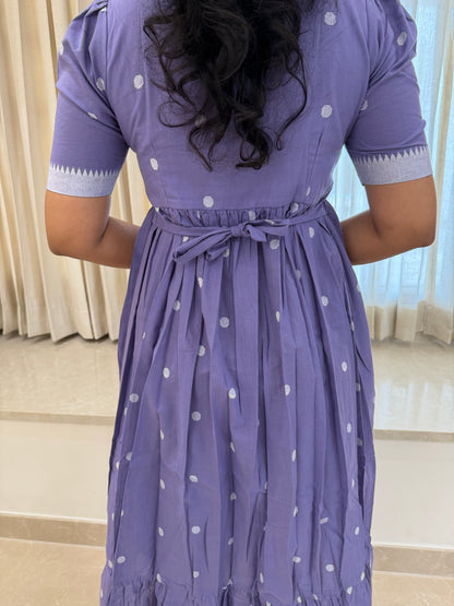 Purple Dots Handloom Cotton Maxi