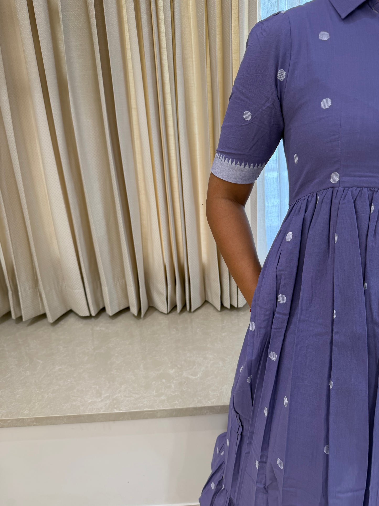 Purple Dots Handloom Cotton Maxi