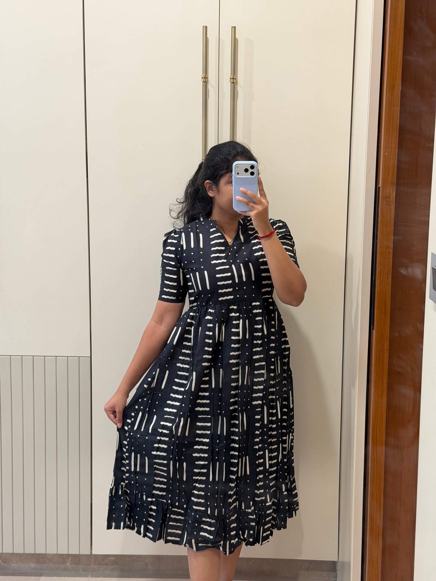 Black Lines Cotton Maxi