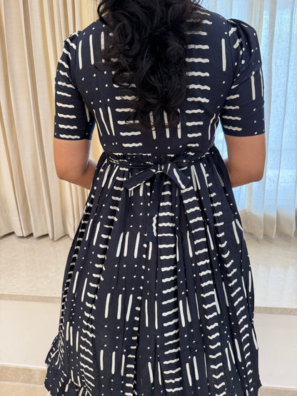 Black Lines Cotton Maxi