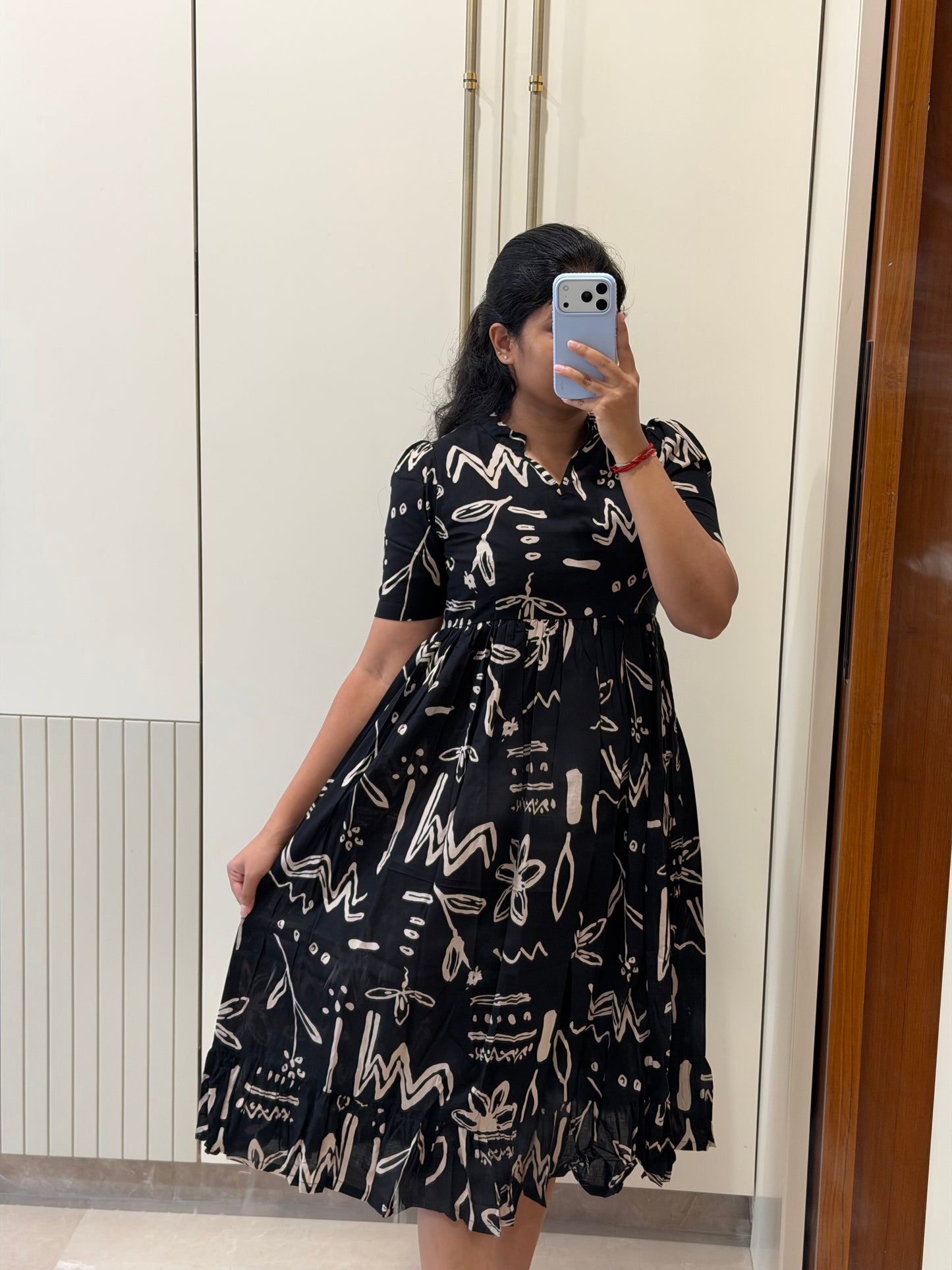 Black Abstracts Cotton Maxi