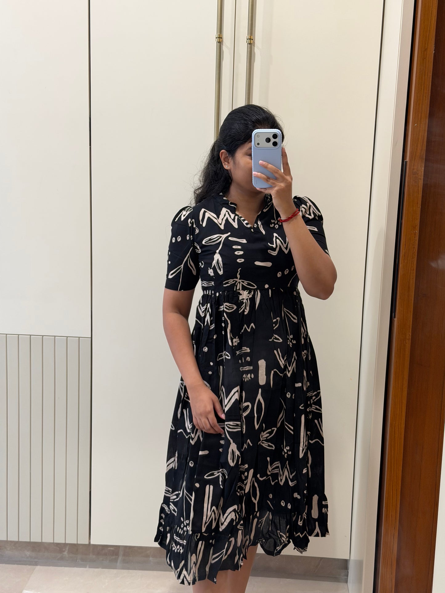 Black Abstracts Cotton Maxi