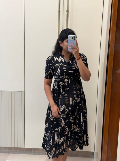 Black Abstracts Cotton Maxi