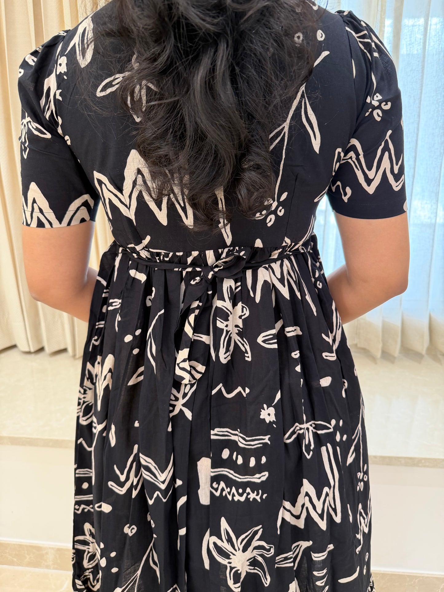 Black Abstracts Cotton Maxi