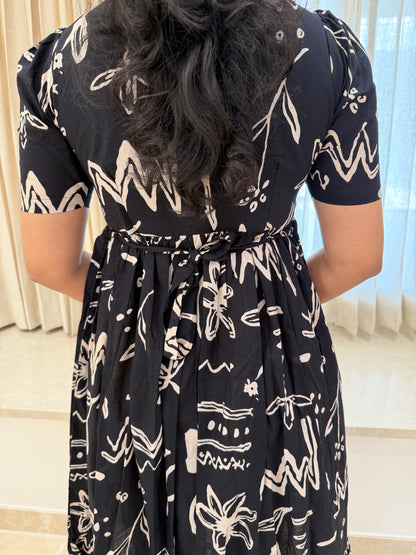 Black Abstracts Cotton Maxi