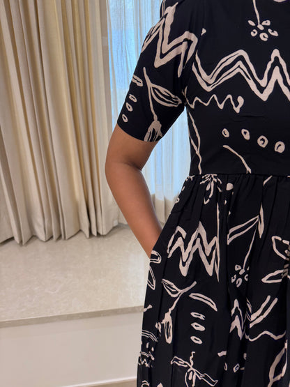 Black Abstracts Cotton Maxi