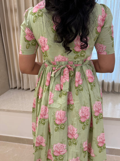 Green Rosy Cotton Maxi