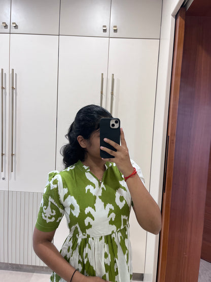 Green Pattern Cotton Maxi