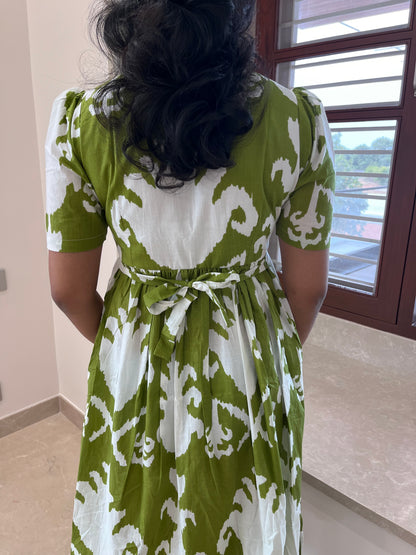 Green Pattern Cotton Maxi