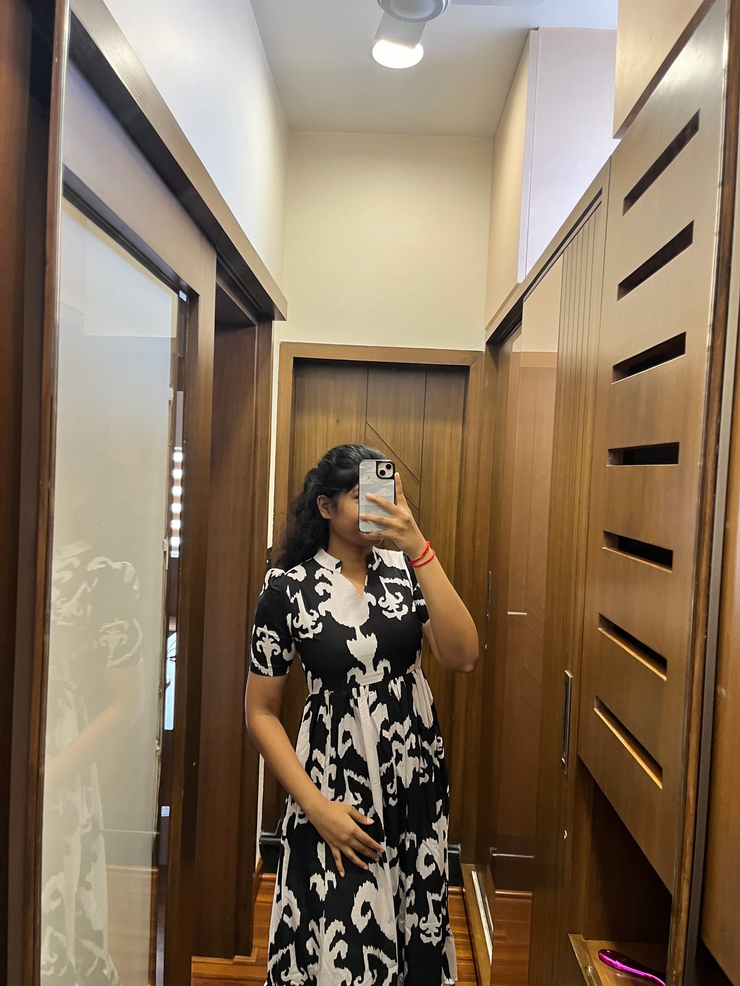 Black Pattern Cotton Maxi