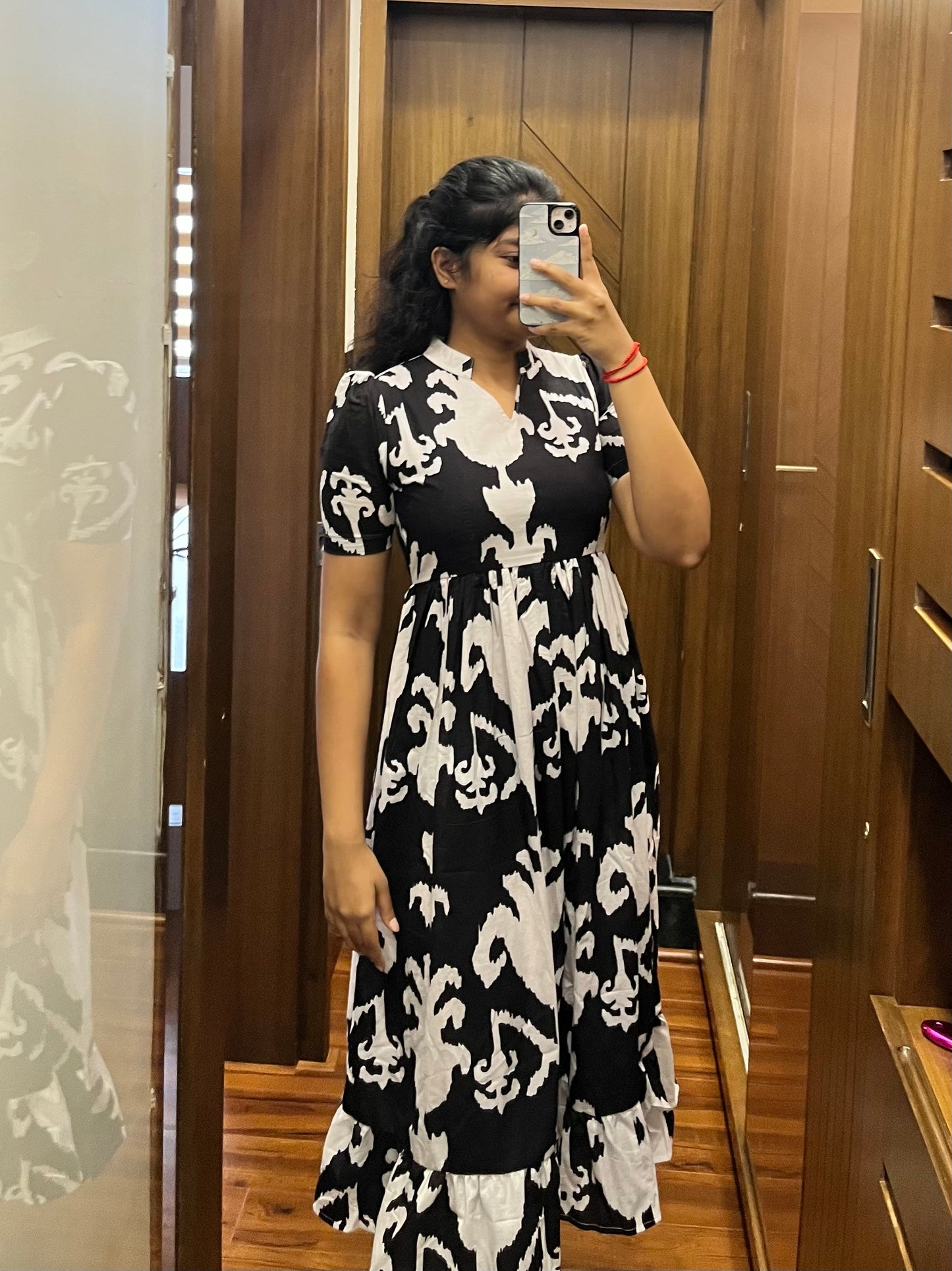 Black Pattern Cotton Maxi