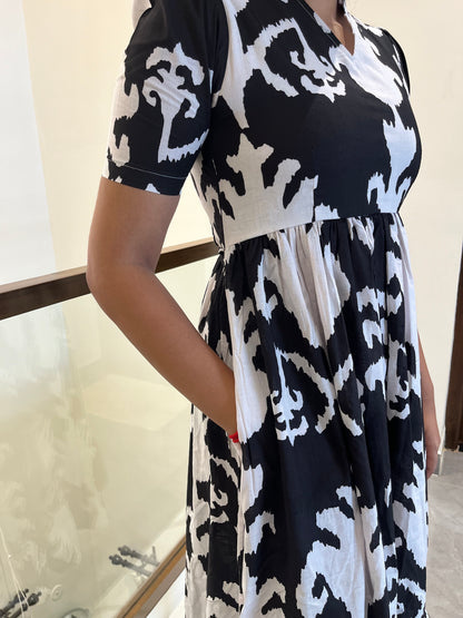 Black Pattern Cotton Maxi