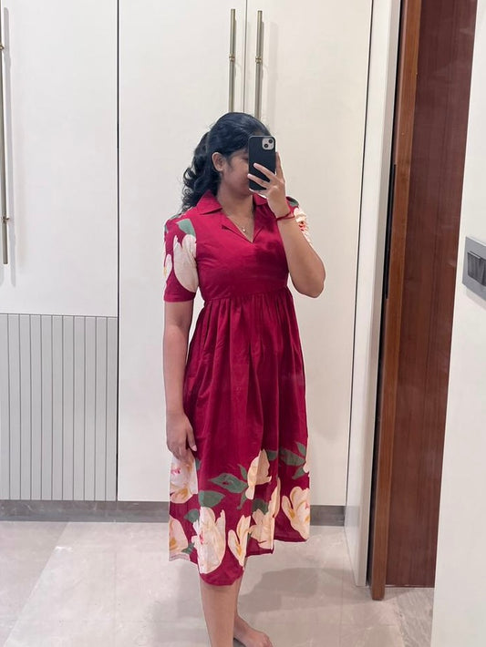 Red Blossom Cotton Maxi