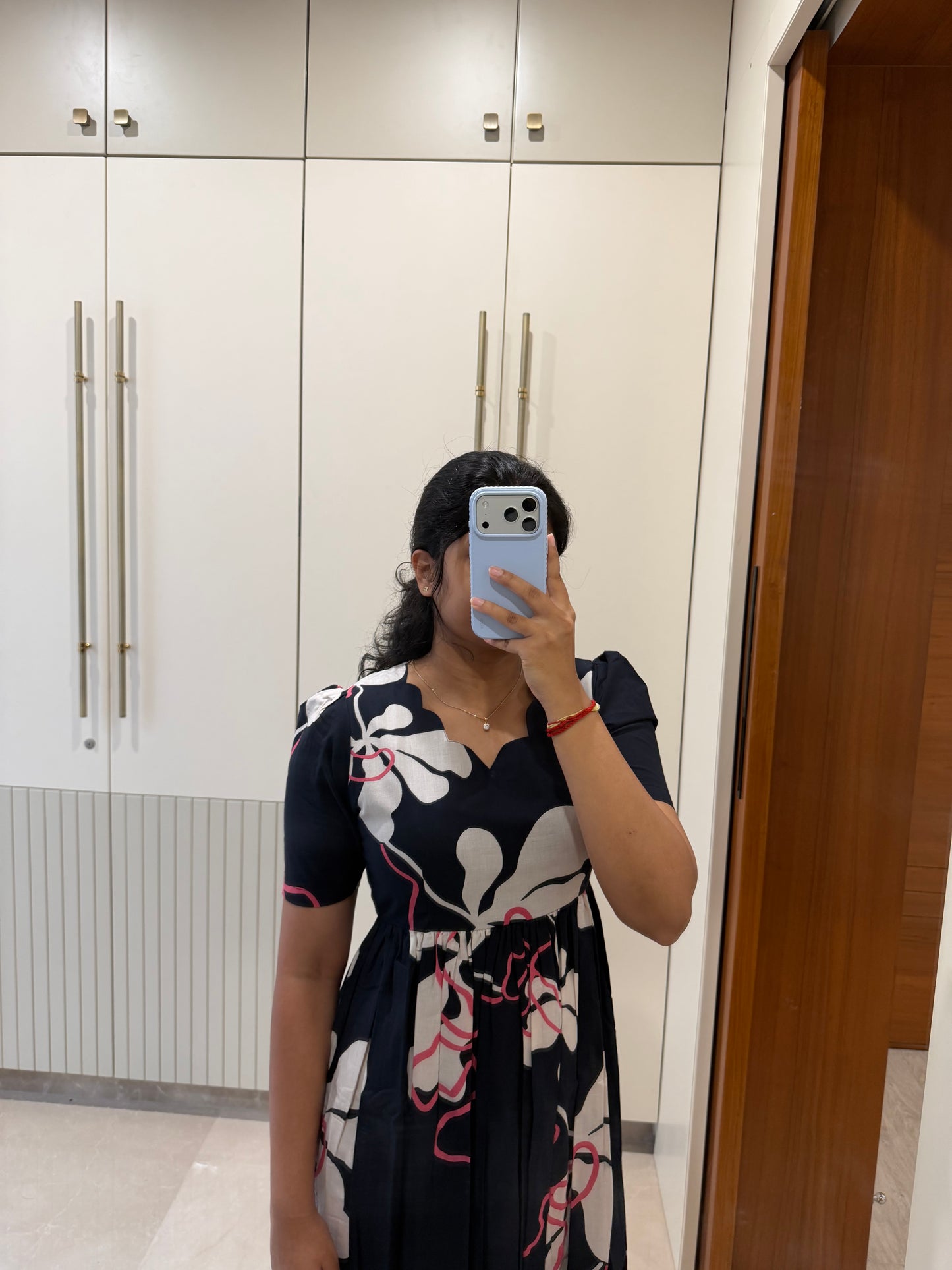 Black Floret Cotton Maxi