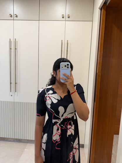 Black Floret Cotton Maxi