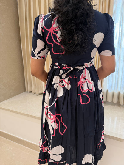 Black Floret Cotton Maxi