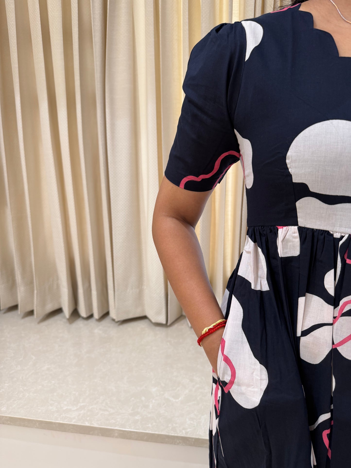 Black Floret Cotton Maxi