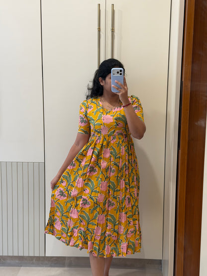 Classic Yellow Flower Cotton Maxi